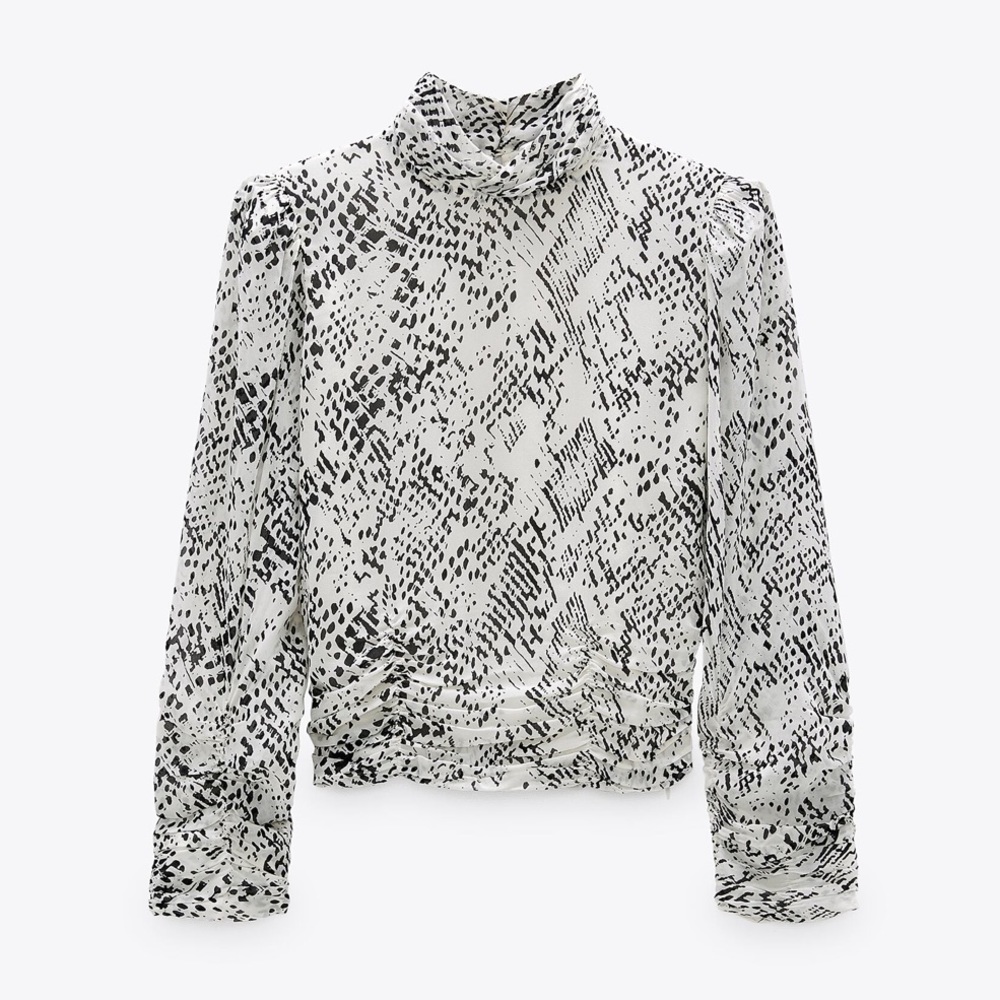 Zara Cropped Print Top Size S